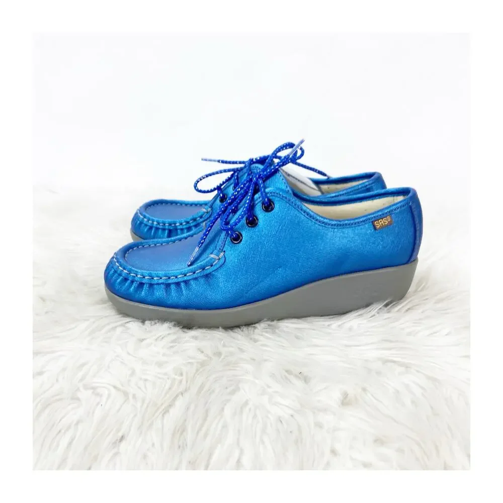 SAS Bounce Bluebird Metallic Wedge Sneaker 7M Women Comfort Lace‑Up - Picture 7 of 15